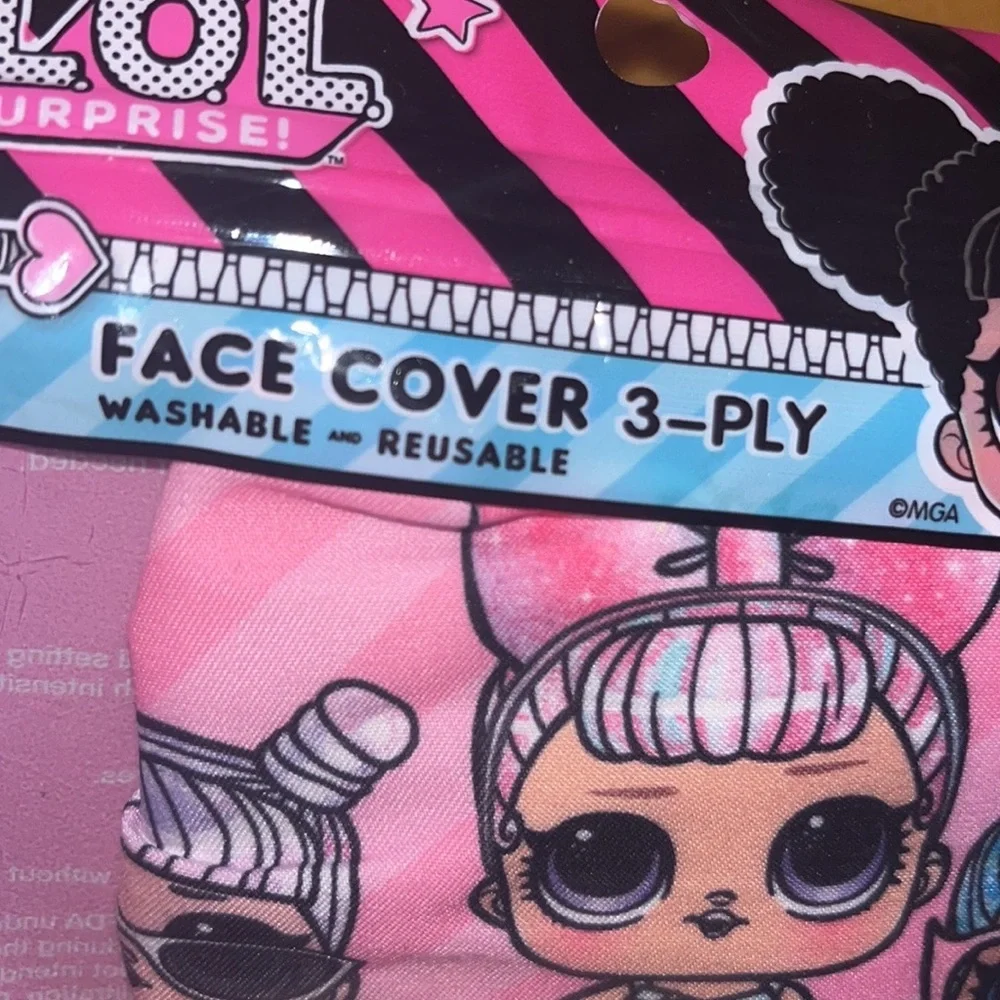 LOL Surprise! Pink face masks kids sz OS 2 pk NWT
